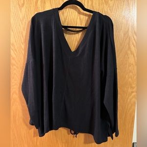 NWOT Lucky Brand Cloud Jersey Deep V Ruched Top XL